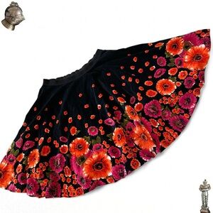 Free People black and red vibrant floral skirt skirt